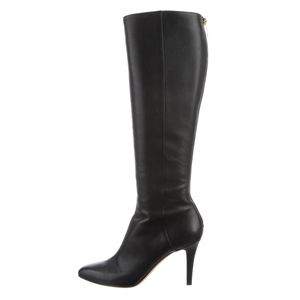 Jimmy Choo Black Leather Heels Knee High Boots 39